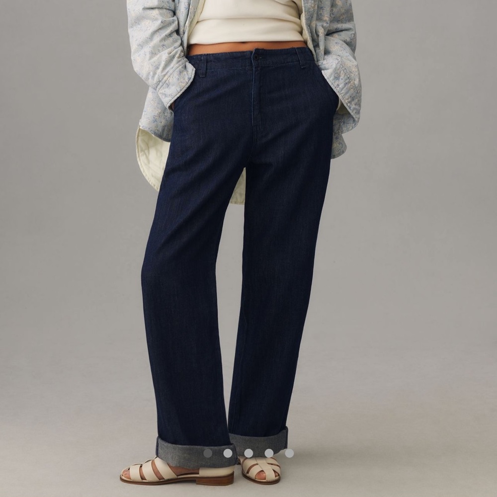 *Anthropologie ASKK NY Dropped Mid-Rise Cotton-Linen Relaxed Chinos